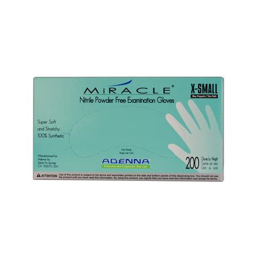 Adenna MIR160 Miracle Nitrile Exam Gloves Powder Free Extra Small Blue 200/Bx Adenna MIR160 Miracle Nitrile Exam Gloves Powder Free Extra Small Blue 200/Bx